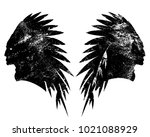 tribal chief wearing feather... | Shutterstock .eps vector #1021088929