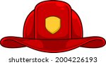 Cartoon Red Firefighter Helmet. ...