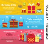 gifts 3 horizontal colorful... | Shutterstock .eps vector #714845923