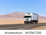 Small photo of ATACAMA, CHILE - NOVEMBER 14, 2015: Semi-trailer truck Freightliner Argosy at the Pan-American Highway.