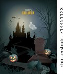 halloween party invitation with ... | Shutterstock .eps vector #714451123