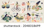 vegan and natural  green diet... | Shutterstock .eps vector #2048318699