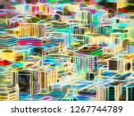 Abstract Neon Cityscape Of...