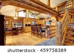 Log Cabin House Interior Of...