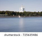 Small photo of Smol'niy cathedral (1835 yob.) at the Neva river embankment in a summer day