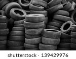 Old Used Tires Stacked With...