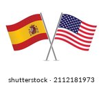 spain and america flags.... | Shutterstock .eps vector #2112181973