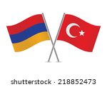 armenian and turkish flags.... | Shutterstock .eps vector #218852473