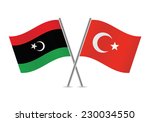 libyan and turkish flags.... | Shutterstock .eps vector #230034550