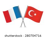 french and turkish flags.... | Shutterstock .eps vector #280704716