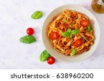 Pasta fettuccine bolognese with ...