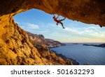 Male Climber On Overhanging...