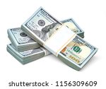 New design US Dollar bills bundles stack on white background including clipping path.