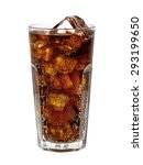 Cola in glass with ice cubes isolated on white background including clipping path