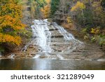 Autumn scene landscape of waterfalls at Buttermilk Falls State Park