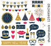 new year 2019 party props and... | Shutterstock .eps vector #1254954760