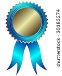 silvery medal with blue ribbon | Shutterstock . vector #30183274
