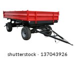 The red tractor cart isolated on a white background