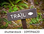 Trail Wood Sign In The Forest....
