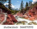 Red Rock creek in motion and canyon in Waterton Lakes National park, alberta, canada