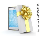 smartphone in gift box.... | Shutterstock . vector #405087190