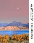 Moon Rising Mountain by Roosevelt lake in Central Arizona