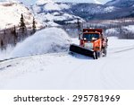 Snow Plough Truck Clearing Road ...