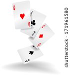 four aces of diamonds clubs... | Shutterstock .eps vector #171961580