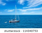 luxury yacht in open waters... | Shutterstock . vector #114340753