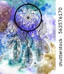 drawing of dreamcatcher on the... | Shutterstock . vector #563576170