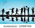 group of children silhouettes... | Shutterstock .eps vector #139887406