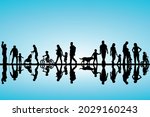 silhouettes of families with... | Shutterstock .eps vector #2029160243