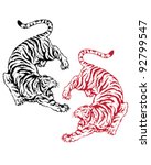 hand drawn asian tigers | Shutterstock .eps vector #92799547
