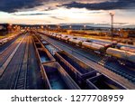 Small photo of Container Freight Train in Station, Cargo railway transportation industry