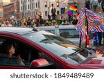 Small photo of PORTLAND, MAINE, USA - 07 NOVEMBER, 2020: Mainers celebrate Joe Biden's victory of the 2020 United States presidential election in downtown Portland Maine.