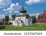 Small photo of St. George Cathedral in Yuryev-Polsky, Russia. The cathedral was built in 1230-1234, collapsed in 1460s, and repaired in 1471 with the loss of its original proportions.