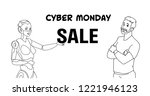 cyber monday sale female robot... | Shutterstock .eps vector #1221946123