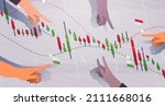 mix race traders hands analyzig ... | Shutterstock .eps vector #2111668016