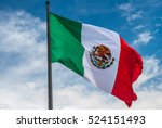 Flag of mexico over blue cloudy ...