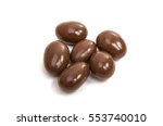 almonds in chocolate glaze on a white background