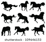 Silhouettes Of Horses 2  Vector