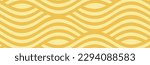 Yellow instant noodle, pasta and spaghetti texture with geometric wavy lines. Ramen, pasta vector pattern. Background abstract food illustration