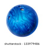 Blue Bowling Ball Isolated On...