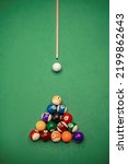 Top view on billiard ball and...