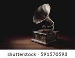 Vintage Gramophone On A Wooden...