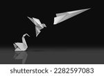 Small photo of Change For Advancement and Success transformation or improving as a leadership in business through innovation and evolution concept with paper origami changed for more speed.