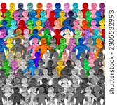 Small photo of Shifting Population Dynamics and changing demographics as diverse people in society as human group composition transforming into a multicultural societal international tolerance celebration.