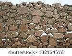 Stone Wall Covered With Snow In ...