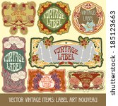 vector vintage items  label art ... | Shutterstock .eps vector #185123663
