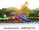 An image of colorful children playground, without children.